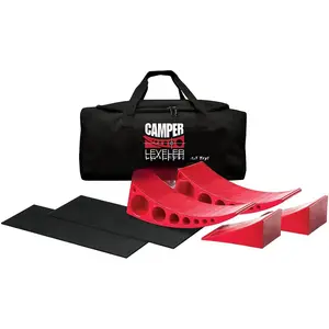 | 3604 2-Pack Camper Leveler Blocks w/Rubber mats and Sturdy Bag w/Double Handles | Camper Leveling System | Outdoor Camping Levels