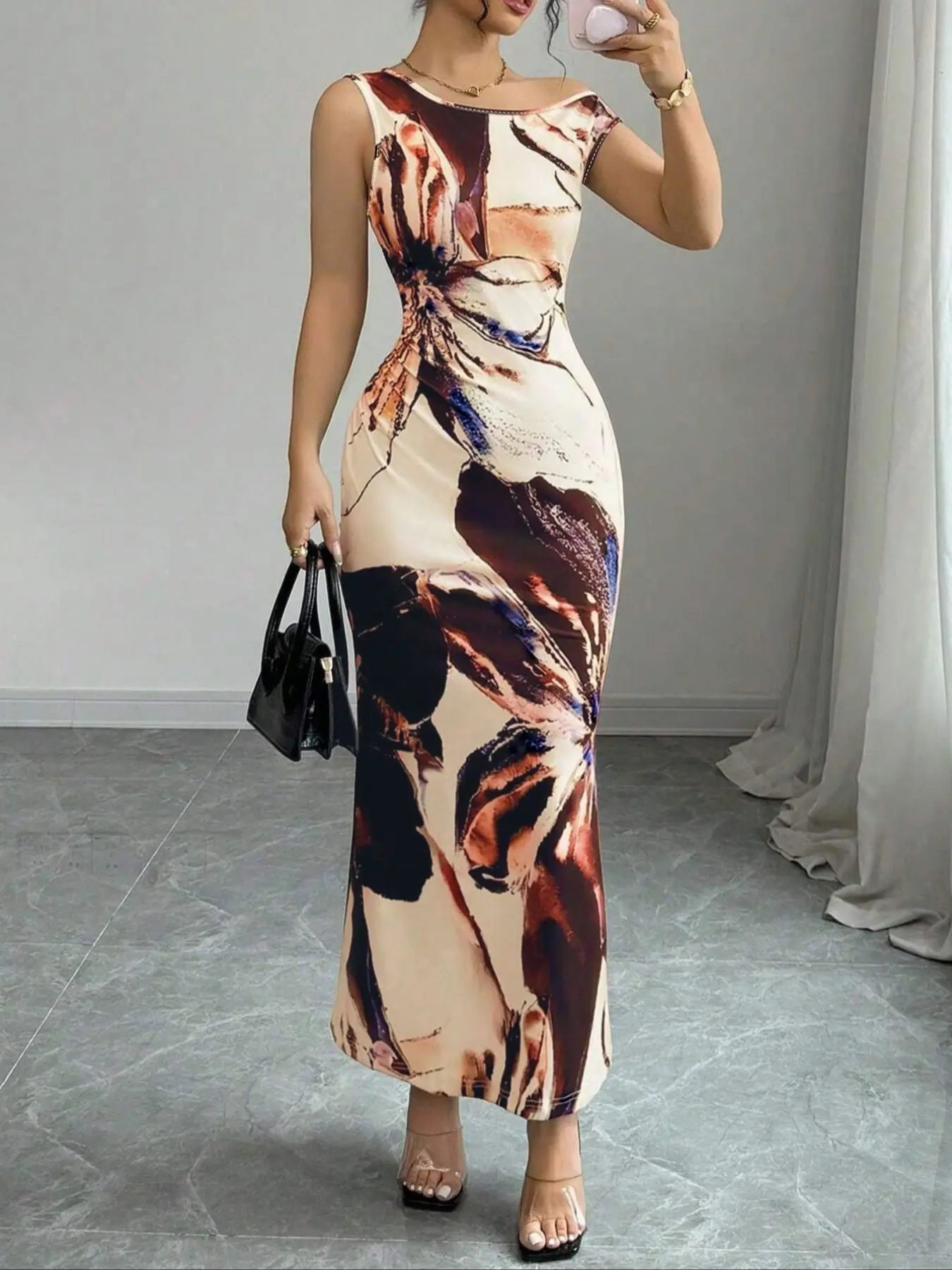 Women's Floral Print Asymmetrical Neck Dress, Elegant Sleeveless Bodycon Dress for Party Holiday Wedding Guest, Ladies Summer Clothes, Elegant Classy Flattering, Wedding Guest Gown - TikTok Shop Women's Floral Print Asymmetrical Neck Dress, Elegant Sleeveless Bodycon Dress for Party Holiday Wedding Guest, Ladies Summer Clothes, Elegant Classy Flattering, Wedding Guest Gown - TikTok Shop