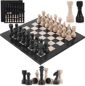Elborse Marble Chess Set 15 inches Handmade  Luxury Board Games for Adults, Ideal Marble Chess Board Game Set, Chess Pieces and Storage Box for Gifts and Home Décor