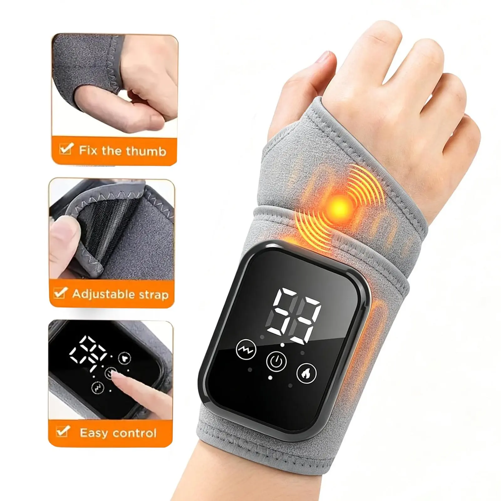 Heating and vibrating hand massager, Relaxation aid, Heating and vibrating hand massager, 3 Heating Levels, Adjustable Heating Temperature, Relaxation aid, wrist protection, Universal Fit for Left & Right Wrist, Summer Vibe,gift,Mother’s Day Gift