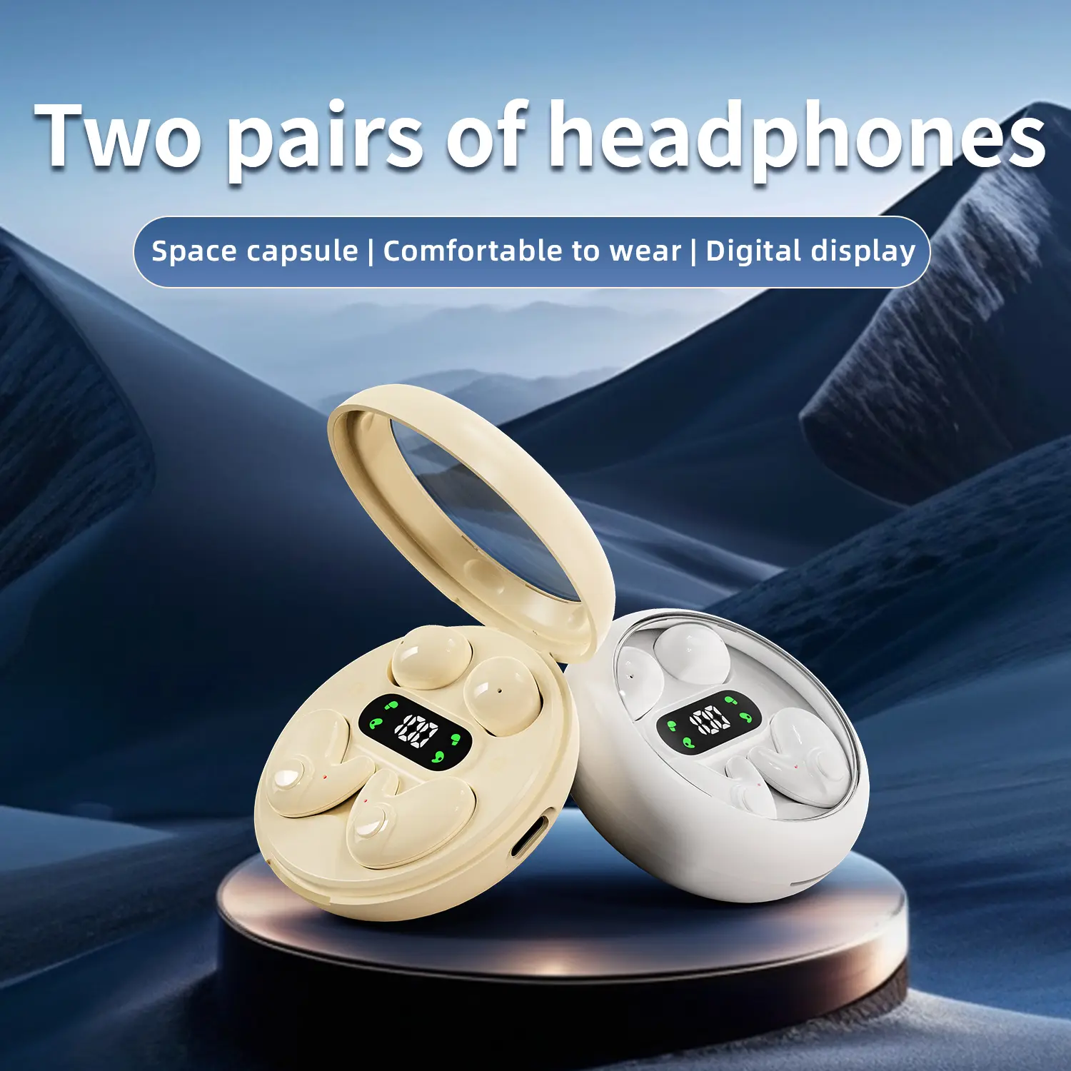 INSONIXN 2-Pair Mini Invisible Wireless Bluetooth Earbuds - Electronic Headphones with Charging & Button Features, Suitable for Exercise, Sleep, Christmas Gifts