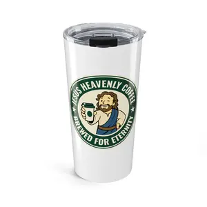 Jesus Heavenly Coffee tumbler | 20oz insulated travel mug, Brewed for Eternity logo