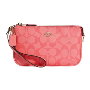 COACH Nolita 19 Monogram Coated Canvas and Leather Clutch Bag for Women, Small Size, Macaron Pink