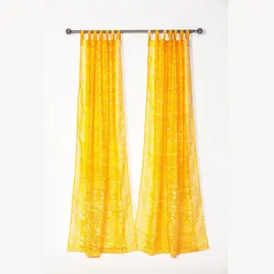 Light-Filtering Sari Curtains 84"/96"L Boho Curtains with Bed Canopy, Tapestry Window Treatment for Living/Bedroom