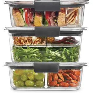 3 Set Food Storage Containers with Lids, Removable Trays, Airtight, Leak-Proof, Ideal for Meal Prep, Lunch, and Leftovers