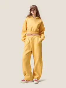 Aelfric Eden Y2K Cropped Hoodie Baggy Barrel Sweatpants Set 2 Piece Outfits Cozy Fleece Lounge Sweatsuit