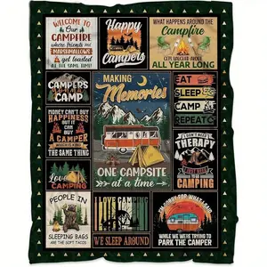 Men's and Women's Camping Blanket, Camping Accessories, Camper Gifts, Camping Gifts, Soft Blanket Flannel Wool Blanket, Camper Outdoor Camping Site Outdoor RV Travel Hiking Bed Sofa Gift