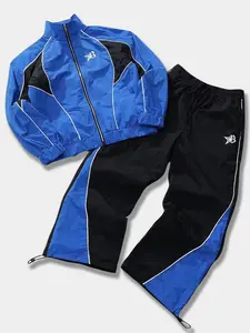 Men's Casual Sportswear Set High Neck Zipper Jacket and Long Pants, Unique Design, Suitable for Sports, Outdoor, Back to School