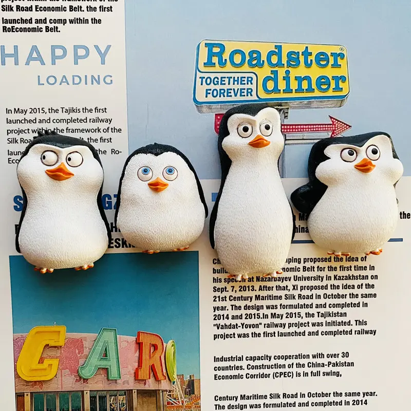 Penguin refrigerator fridge magnets stickers in Madagascar with personalized creativity  3D three-dimensional internet celebrity
