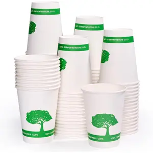 270 Pack Compostable Paper Cups, 12 oz Biodegradable Disposable Paper Coffee Cups,  Hot Drinking Cups for Party, Picnic,Travel,and Events