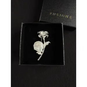 S925 Silver White Baroque Pearl Lily Flower Brooch, Pendant