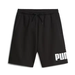 PUMA Mens Logo Fleece Drawstring 10 Inch Shorts Casual Bottoms Casual Drawstring - Black