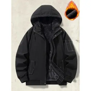 Men's Fleece Lined Jacket, Winter Thick Warm Coat, Fashion Trendy Vintage Winter Outerwear, Casual Street Style Long Sleeve Top