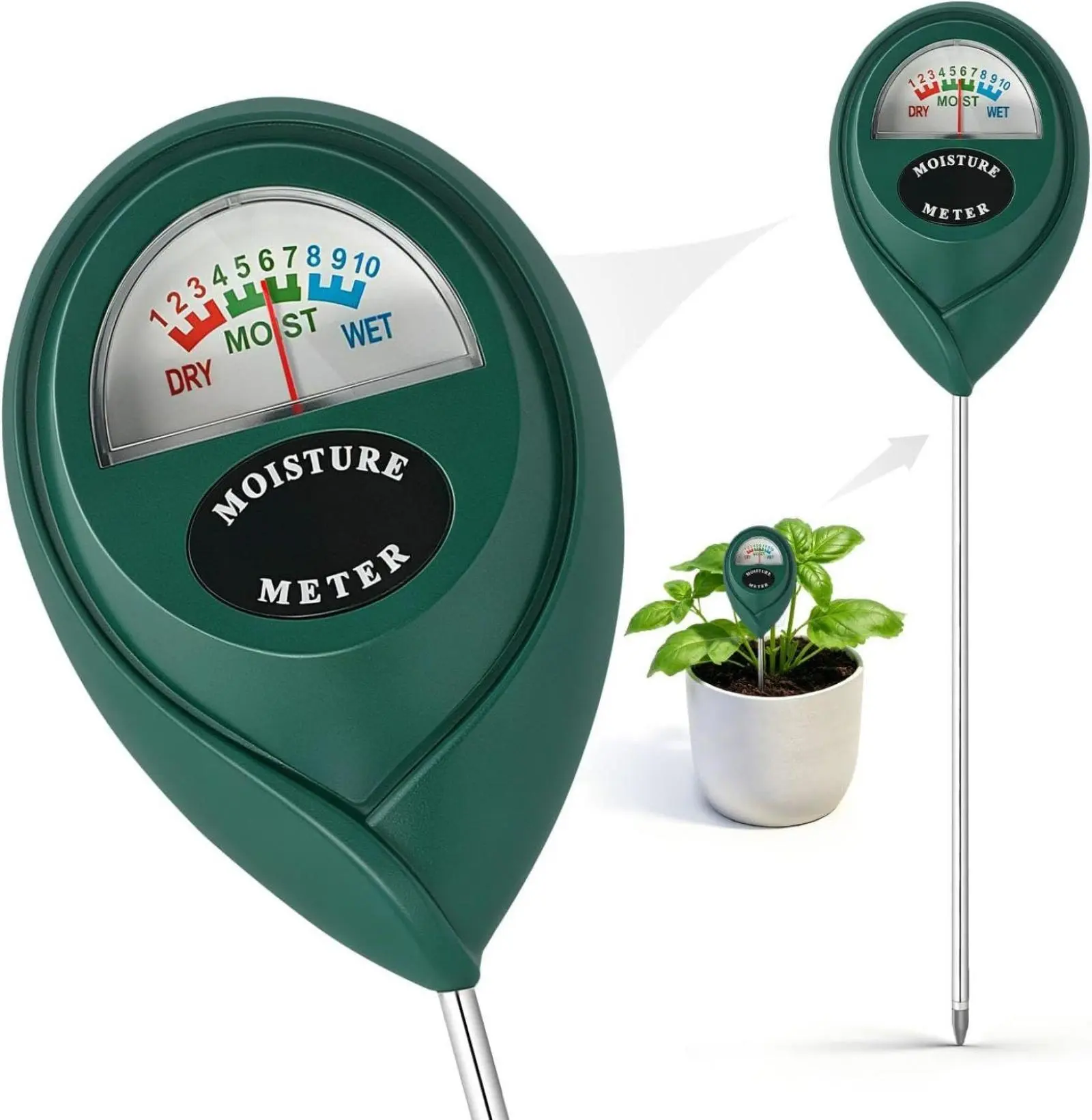 1Pc Accurate Soil Moisture Mtr for Plants, Stainless Steel Sensor Hygrometer with Large Dial, Summer Hygrometer Sensor Water Monitor, Water Monitor for Garden, Farm Use