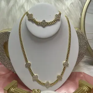 Santiago #132 Set Anis Chic 1 Bracelet with Necklace Gold Plated 14K Elegant Jewelry Gift