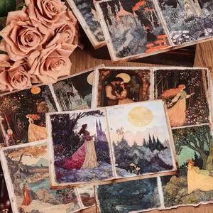 JAIIMAN 32pieces A5 Vintage Junk Journal Decorative Paperr, Fantasy Forest Castles Collage Writable Scrapbook Background Pad, for Scrapbooking Paper Craft, Scrapbooking Supplies, Scrapbook Materials, Gift Wrapping Paper, Collage Decoration