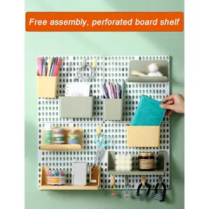 No-Drill Dormitory Pegboard Storage Rack Wall-mounted desktop hook storage solution, designed specifically for college students, space-saving, stylish in design, and capable of storing and displaying various small items