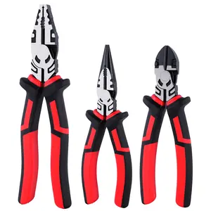 NORIX-3 piece tool kit set 8inch wire cutters 6inch needle-nose pliers and diagonal pliers electrician tools home DIY pliers tools for tightening Cutting Crimping and Adjustable Wrench Kit mechanic tools Heavy Duty screw  less iron autorepairshop