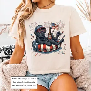 Comfort Colors Boxy Tee Patriotic Cane Corso Dog Graphic Tee Cropped Shirt Womens USA Flag Dog T-Shirt 4th of July Shirt Dog Lover Gift Vintage Cute Tee