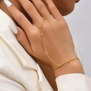 Dainty 18K Gold Plated Hand Chain | Minimalist Finger Ring Bracelet - Tarnish Free for Daily Wear & Gifts for Her