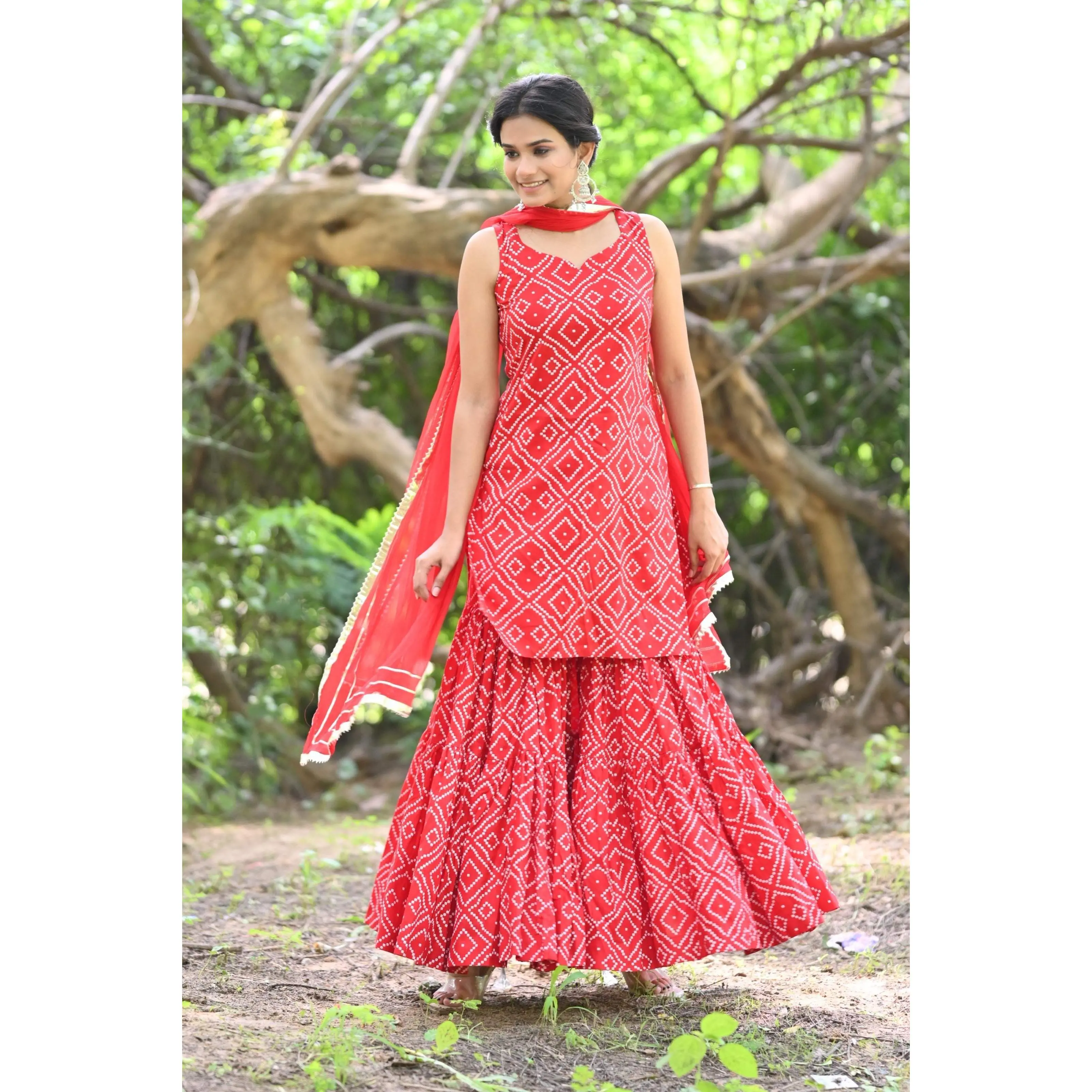 Red Rose Sharara Set