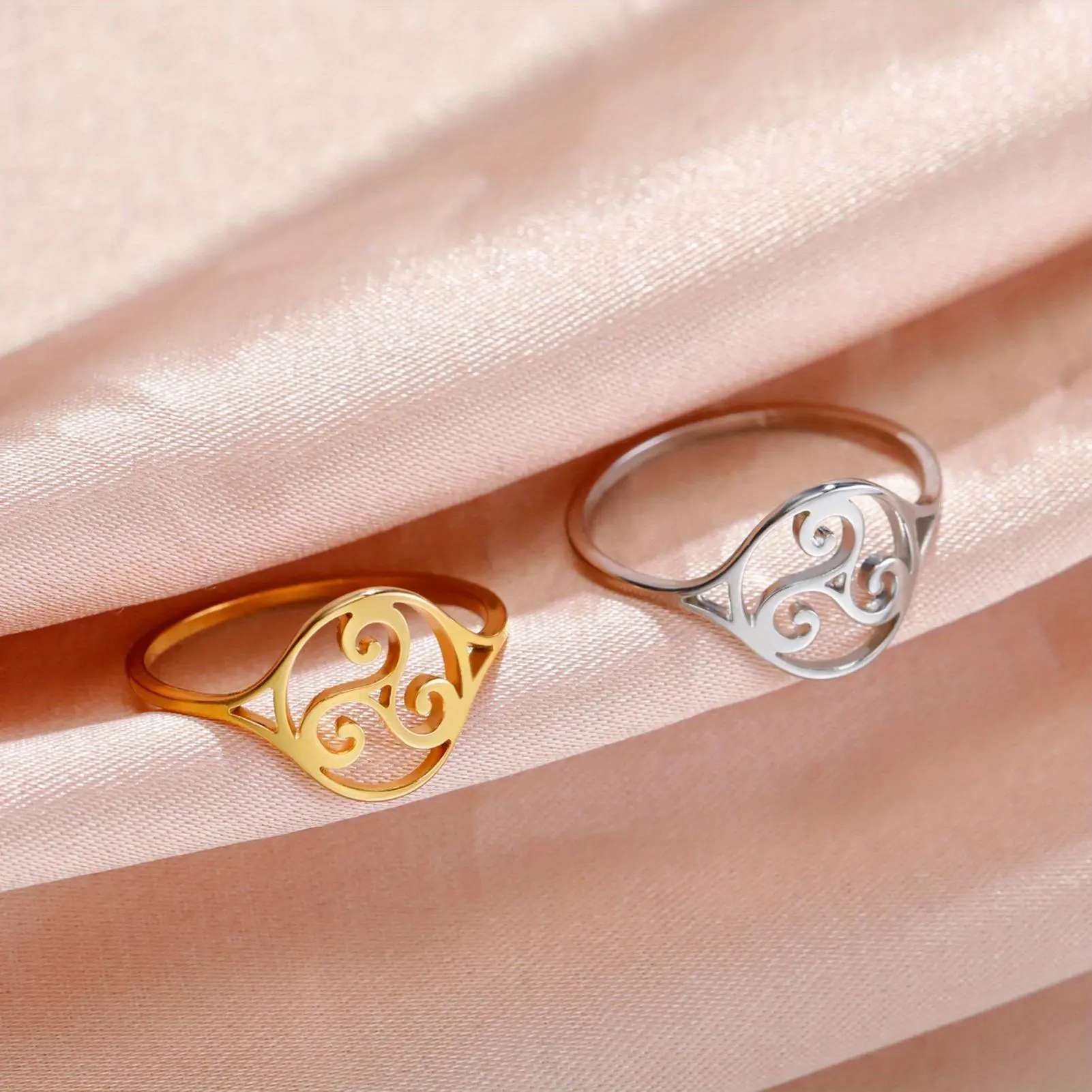 1pc Vintage Celtic Trinity Knot Ring - Interlocking Triquetra Symbol Jewelry, Stainless Steel Interlocking Rings for Men & Women, Wedding, Birthday, Everyday - Celtic Jewelry Gift For Him/her, Celtic Jewelry, Bohemian Style, Durable Jewelry