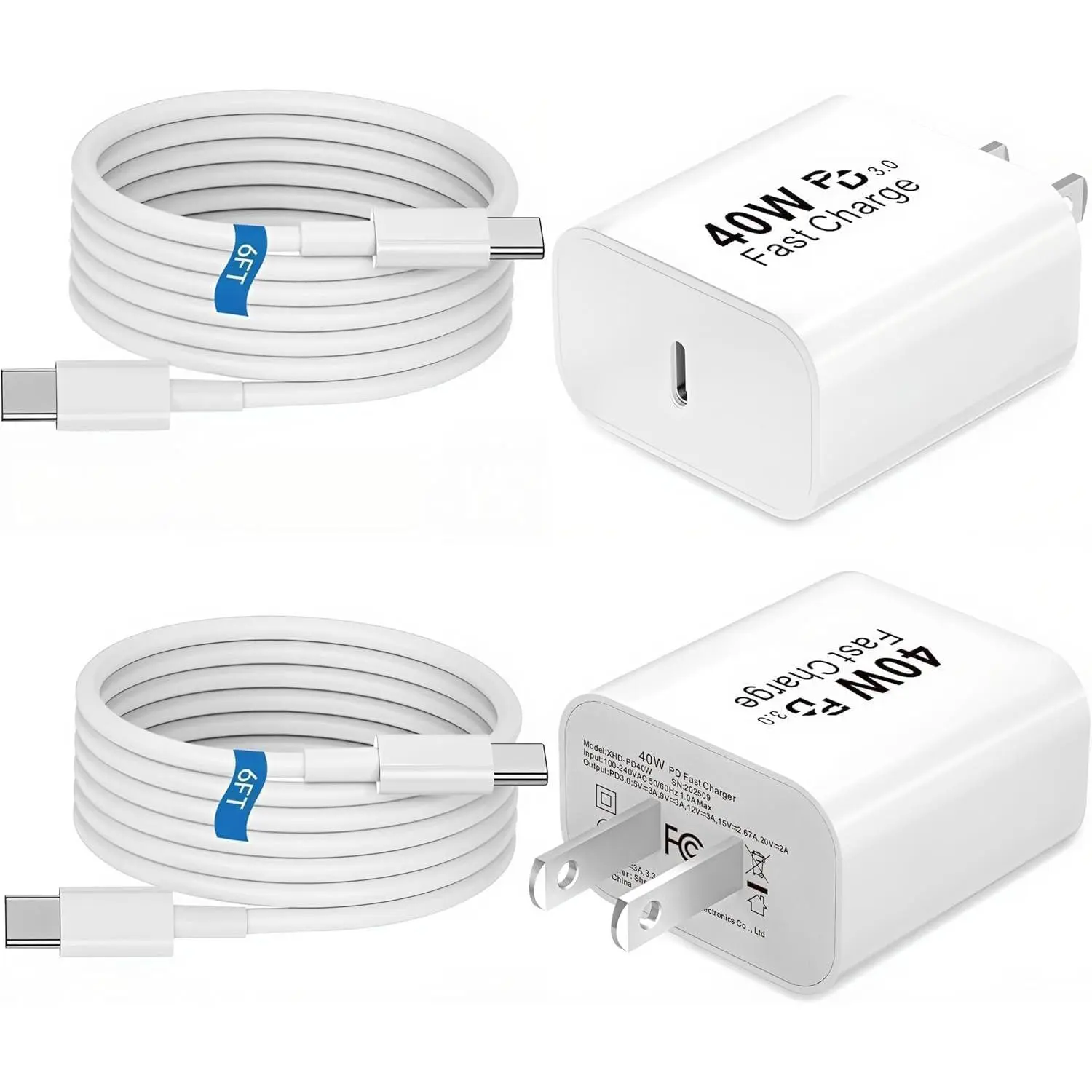 Type C Charger   40W for  17 16 15 Air Pro Max, USB C Charger Block with 6FT  for  17/17 Plus/17 Pro Max/16 Plus/16 Pro Max/15 Max/iPad Pro, USBC Charger Wall Plug