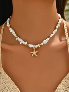 Boho Style Starfish Pendant Charms Necklace for Women & Girls, Fashion Jewelry for Party, Daily Clothing Decor, Trendy All-match & Exquisite Jewelry for Birthday Gift
