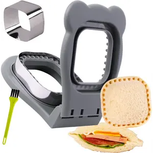 Bakeware Uncrustables Sandwich Maker Sealer Cutter Crustless Sandwich Cutter PB&J Uncrustable Maker Stainless Steel Utensils Gray Square Shape