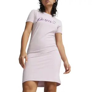PUMA Womens Essentials Blossom Short Sleeve Dress Casual Casual - Purple