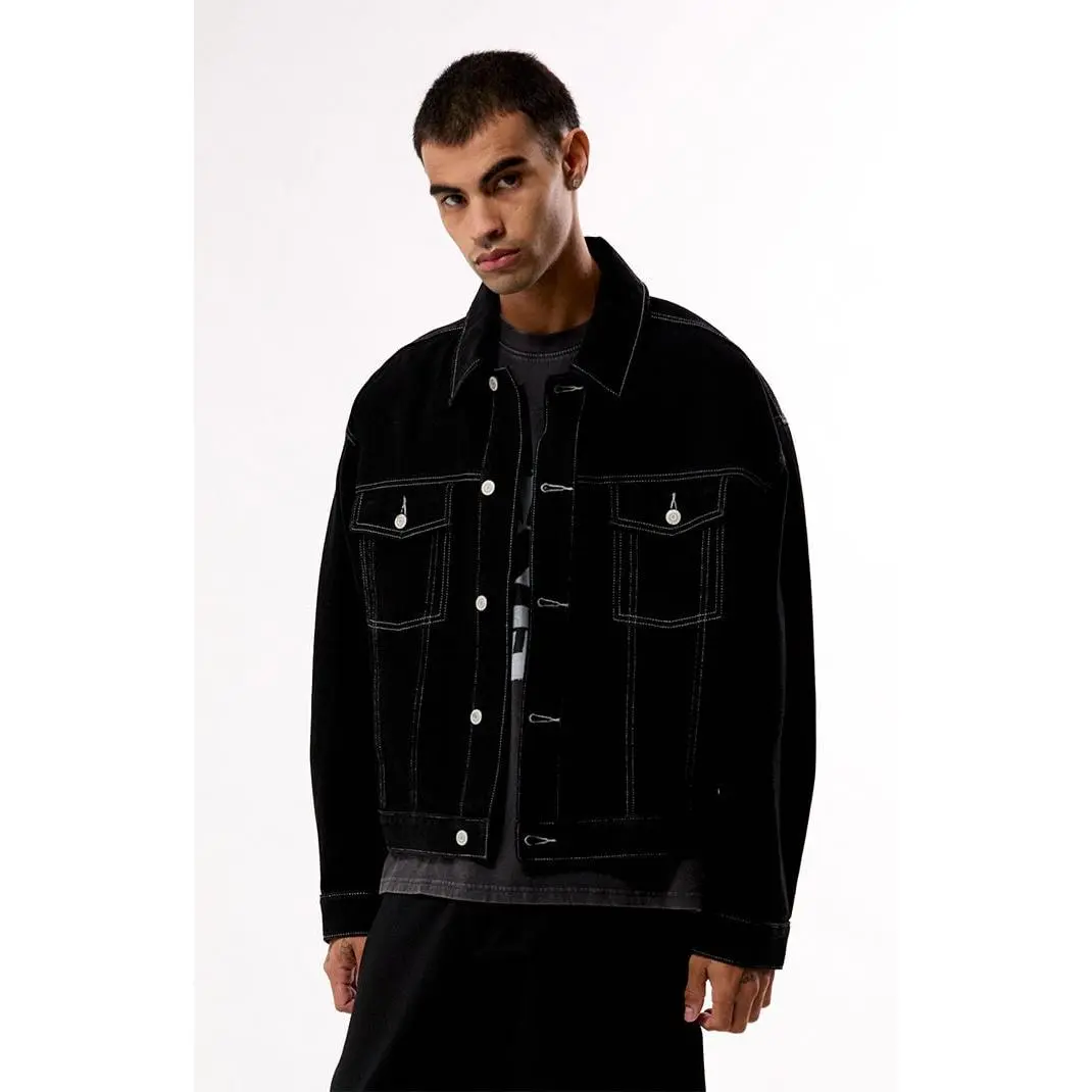 Pacsun Men's Black Downtown Jean Jacket Pacsun Men's Black Downtown Jean Jacket
