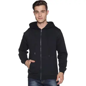 Hoodie Men 100% Cotton Fleece Heavyweight Hooded Sweatshirt, Comfortable Full Zipper Jacket for Adults.