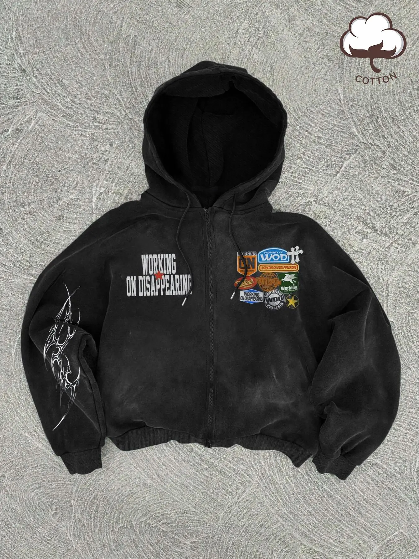 Men's Graphic & Letter Print Washed Distressed Zip Up Hoodie, Casual Regular Fit Long Sleeve Hooded Sweatshirt, Casual Sporty Street Fashion Sweatshirt for Fall & Winter Fashion Men's Clothes for Daily Wear, Tops, Letter Pattern Hoodies