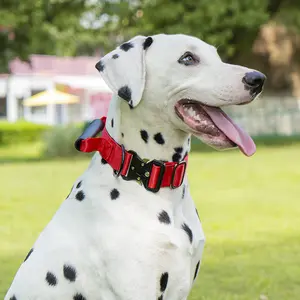 Tactical Dog Collar Heavy Duty Anti Pull Durable Nylon Pet Collar for Large Medium Dogs Training Walking Control