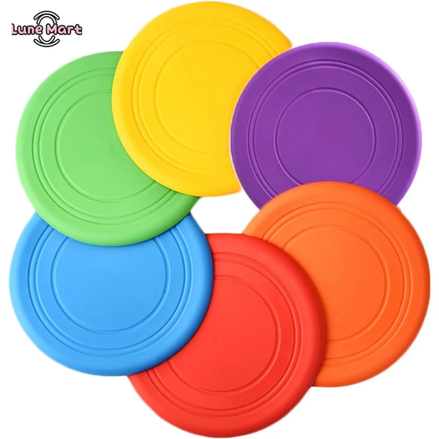 Kids' Colorful Soft Silicone Flying Disc Set, 6-Pack of 7-Inch Non-Fading Stable Flyers for Outdoor Play, Teamwork Games, and Family Fun
