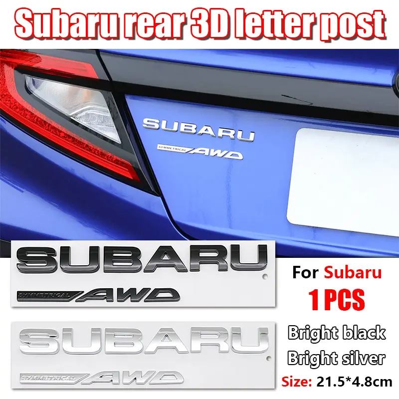 1pcs Subaru Car Letter Trunk Logo Sticker, Waterproof Scratch-Resistant Self-Adhesive Car Emblem, Compatible with Wrx, Xv, Forester & More