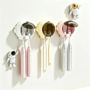 Toothbrush Holder — Drill-free electric toothbrush holder, self-draining toothbrush holder, bathroom storage rack, wall-mounted toothbrush holder, drill-free bathroom toothbrush holder, toothbrush holder for couples, self-draining toothbrush storage rack.