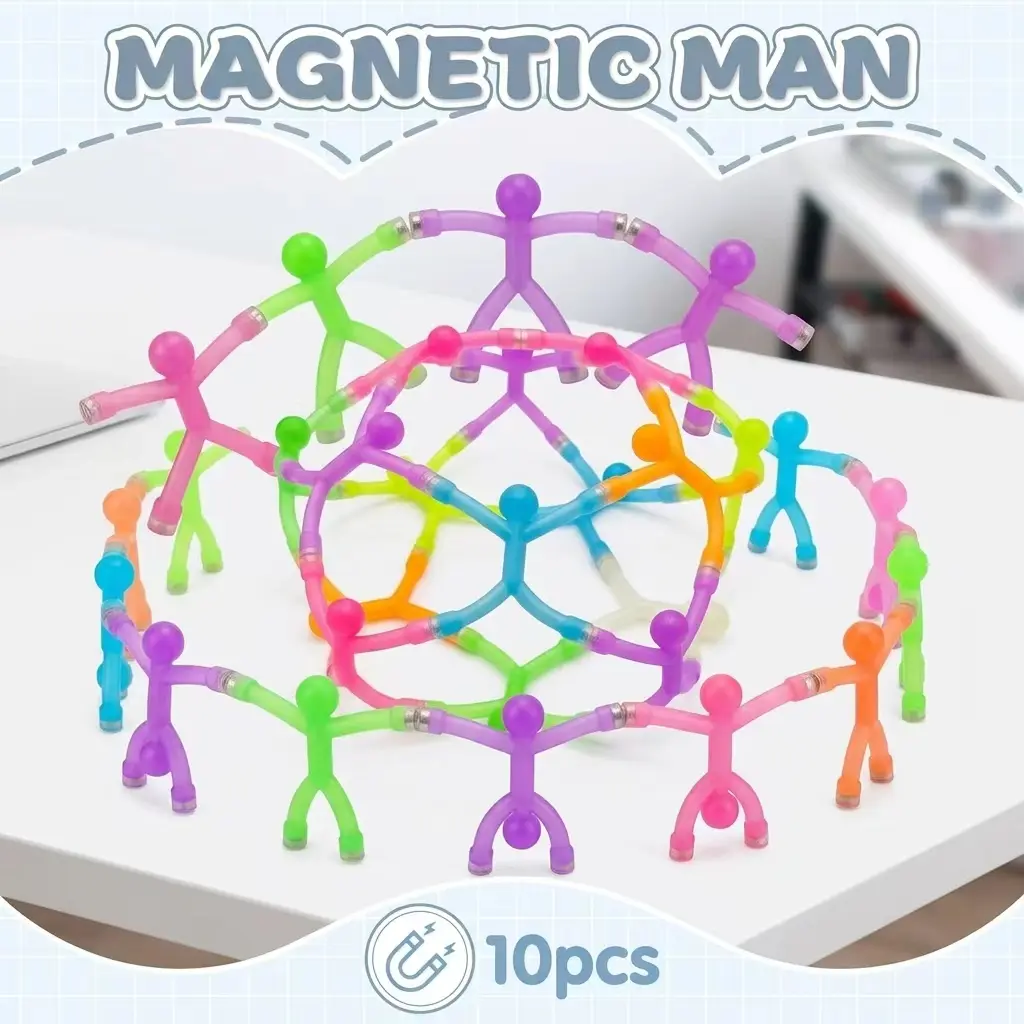 Magnetic Fidget Toys for Adults & Kids 10 Pack – Magnetic People Figures, Cool Sensory Building Toys for Autism, ADHD or Stress Relief, Travel Essentials for Road Trips, Fridge Magnets, Easter Basket Stuffers & Birthday Gifts for Toddlers, Teens