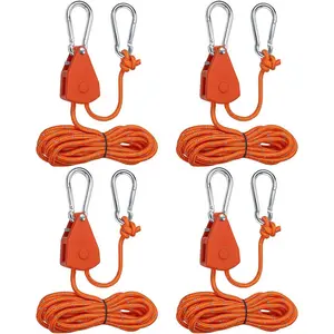 Adjustable Rope Suspension Hook for Plant Grow Lights, Pulley/rope Tightener Ratchet Fixer, Ideal for Kayaks, Waterproof Fabric, Tents