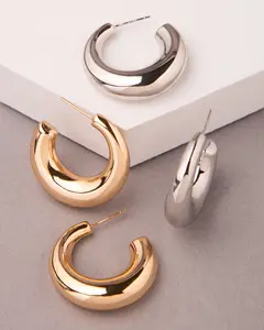 Natalie Gold Plated Chunky Tube Hoop Earrings