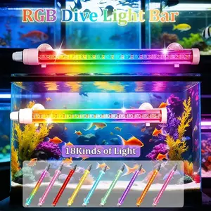 RGB Aquarium Light with 4-key Button Control, LED Atmosphere Lamp, USB Fish Tank Lighting, 3/9/12h Timer, Dimmable Brightness, Colorful LED Light for Amphibians and Fish, USB Aquarium Atmosphere Light Bar, Without Battery