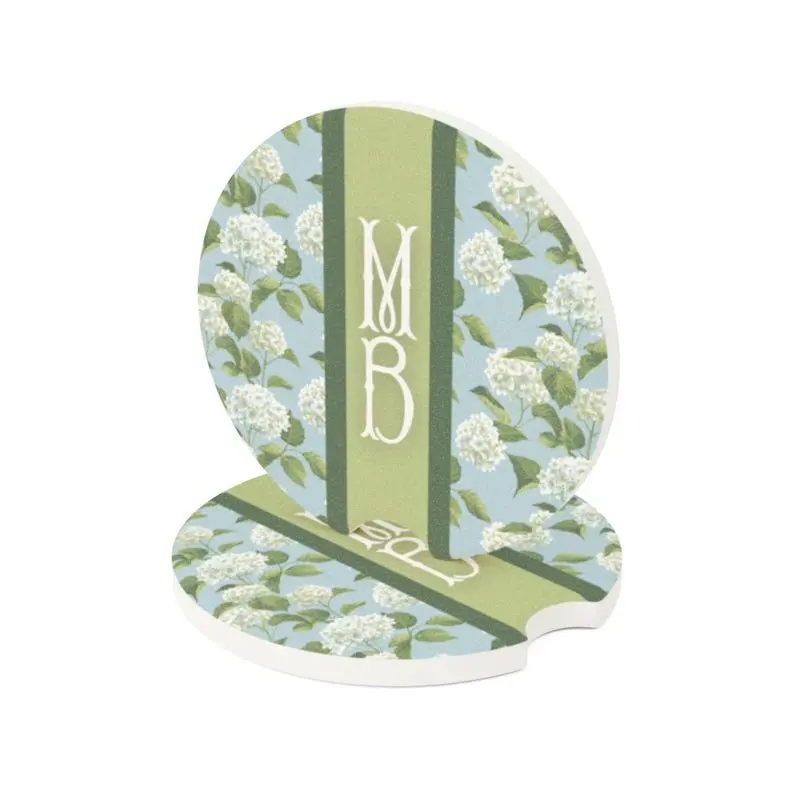 Hydrangea Monogram Car Coaster Car Interior Decorative Car Interior Decoration