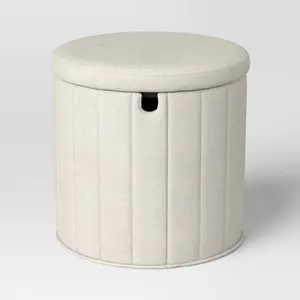 Folding Round Storage Ottoman Cream - Room Essentials