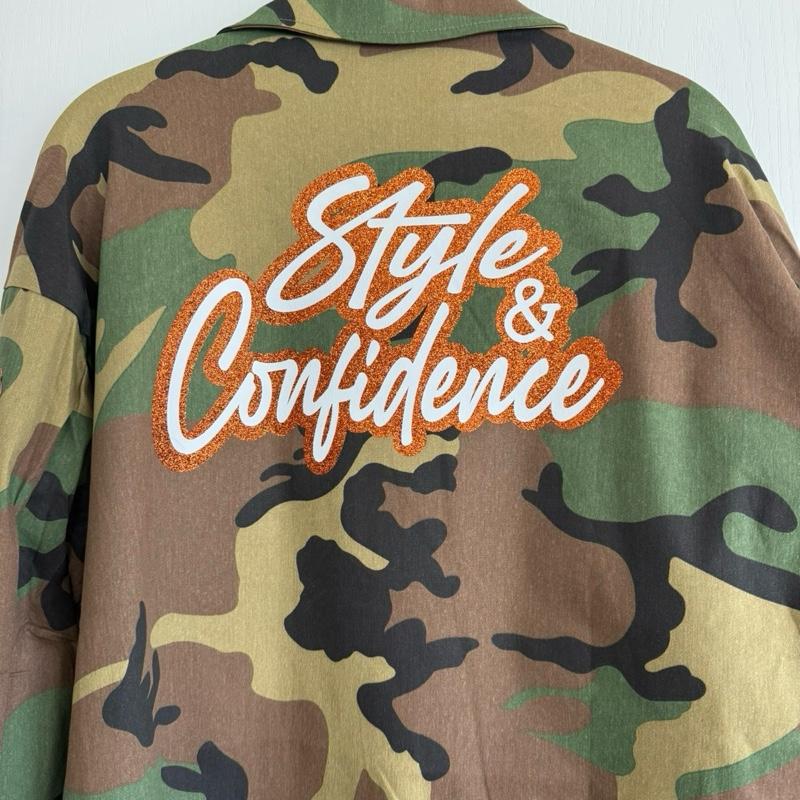 Womens Camo Jacket with Patches Casual