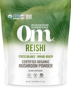 Om Mushroom Superfood Reishi Organic Mushroom Powder, 100 Servings, Organic Adaptogen Powder for Stress Relief and Immune Health