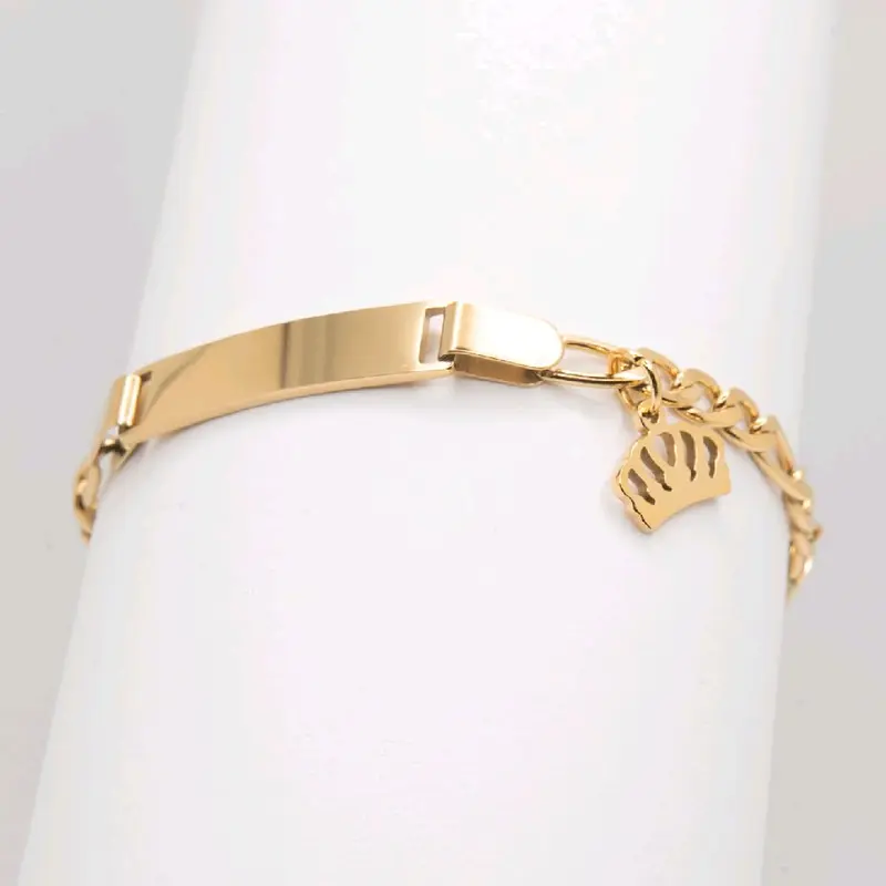 Baby Bracelet with Crown Charm 5-inch to 6-inch Stainless Steel Non Tarnish Elegant Personalized Jewelry Trendy Fashionable Accessories