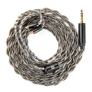 4 Core KBEAR DarkJade IEM Upgrade Cable, in Ear Monitor Cord with Silver-Plated Plug for KZ ZS10 PRO/ZS12 PRO X/EDX PRO/ZSN PRO X/CASTOR/AS16 PRO/KB02/ZST (3.5mm-Without mic, Gray, 2PIN) Audio Headphone