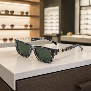 Milford Rectangular Sunglasses for Men Women, Designer Style Unisex Fashion Shades with Embossed Side Logo, UV Protection Eyewear