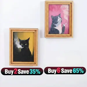 Funny Magnetic Animal Fridge Magnets – Vintage Art Frame Decor with Quirky Cat, Frog & Goose, Cute Holiday Gift & Home Decor