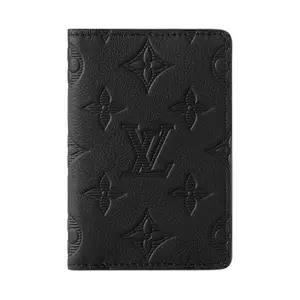 Louis Vuitton Shadow Monogram Embossed Calfskin Wallet for Men and Women, Classic Black